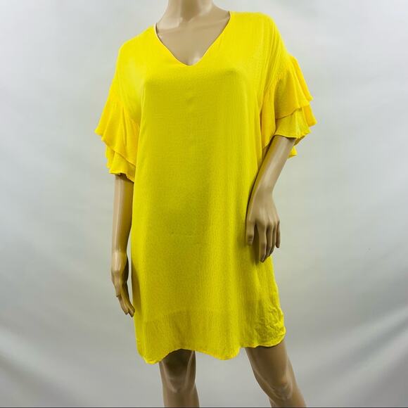 Mary & Mabel Yellow Textured Shirt Dress - Picture 4 of 12